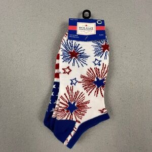 Holiday Inspirations Low Cut Socks Womens 4-10 Red White Blue Patriotic 2 Pairs